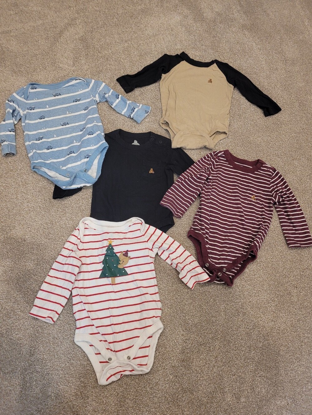 Gap Baby Set Of 5 Long Sleeve One Piece Size 6-12 Months